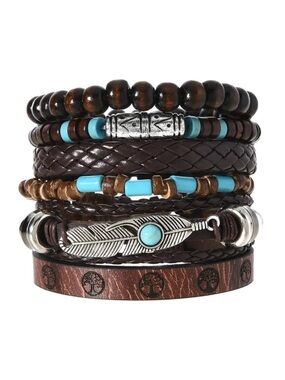 Brown and Turquoise Boho Bracelet Set